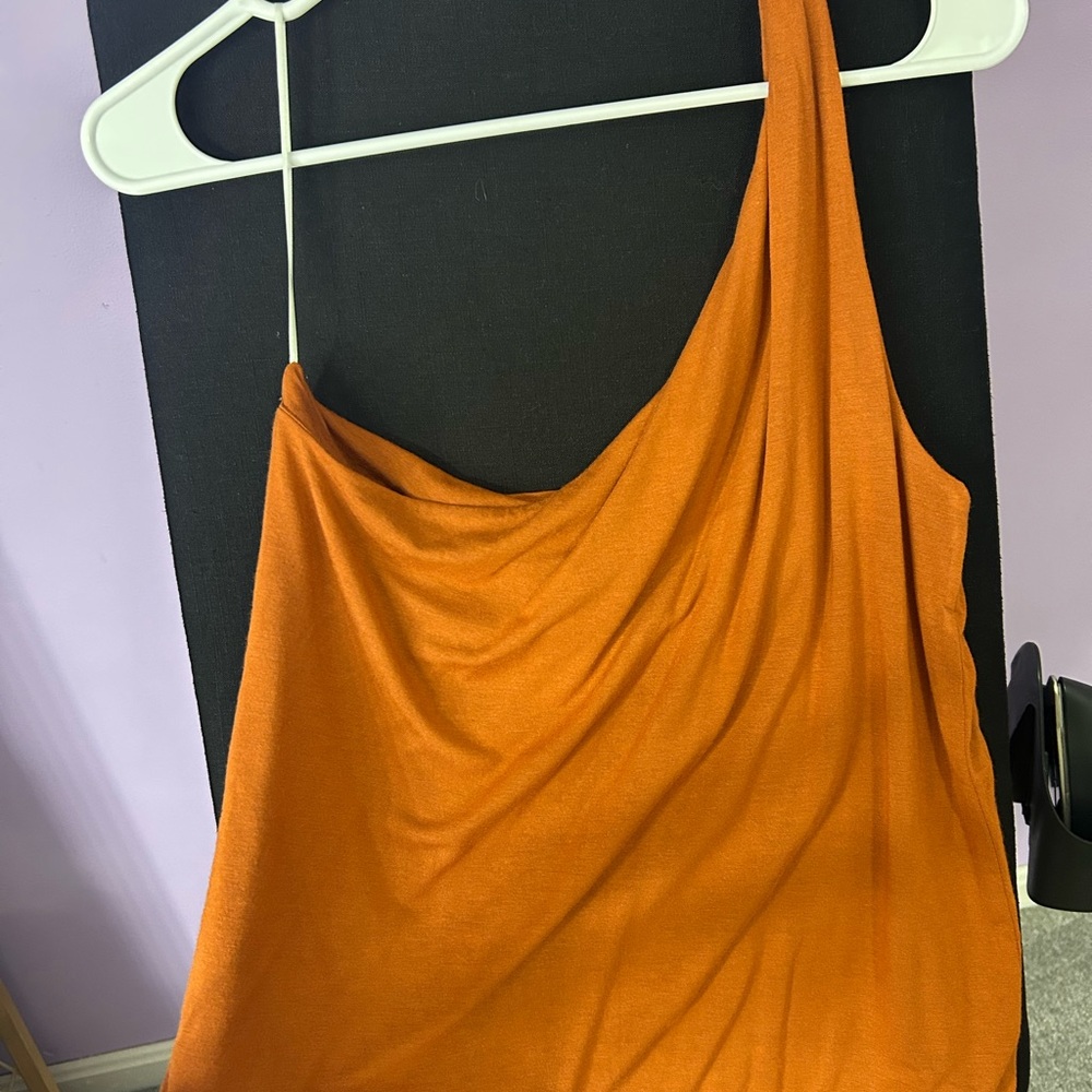 J. Crew Camel One-Shoulder Top